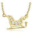  Christmas Sleigh Designed With CZ Silver Necklace SPE-5228